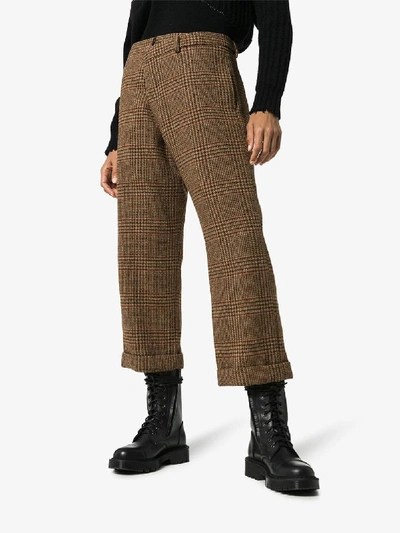 Shop R13 Crossover Check Wool Trousers In Brown