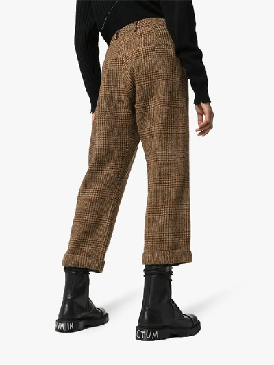 Shop R13 Crossover Check Wool Trousers In Brown