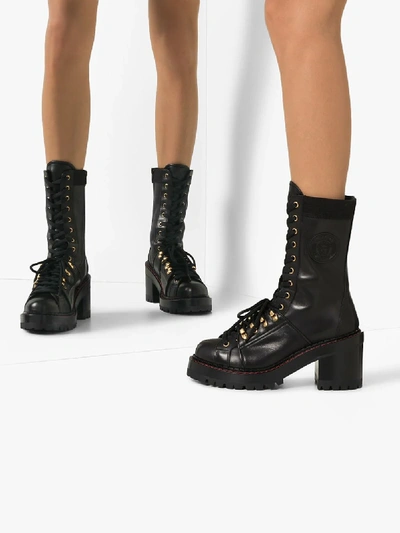 Shop Versace Black Tribute 85 Lace-up Ankle Boots