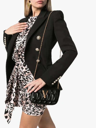 Shop Versace Black Quilted Shoulder Bag