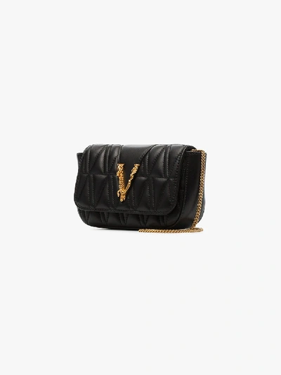 Shop Versace Black Quilted Shoulder Bag
