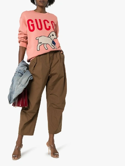 Shop Gucci Lamb Motif Logo Sweatshirt In Pink