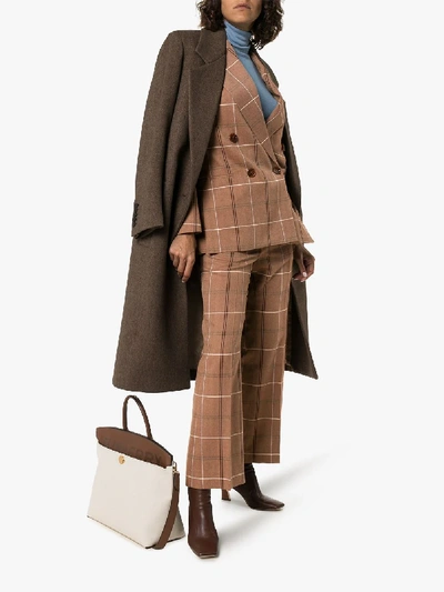 Shop Acne Studios Checked Double-breasted Blazer In Brown