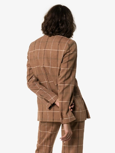 Shop Acne Studios Checked Double-breasted Blazer In Brown