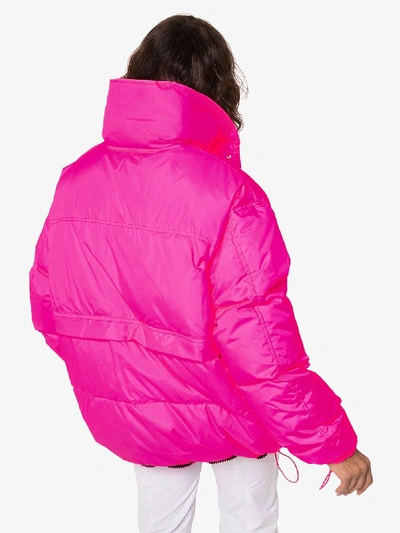 Shop Vetements Fluorescent Hooded Puffer Jacket In Pink