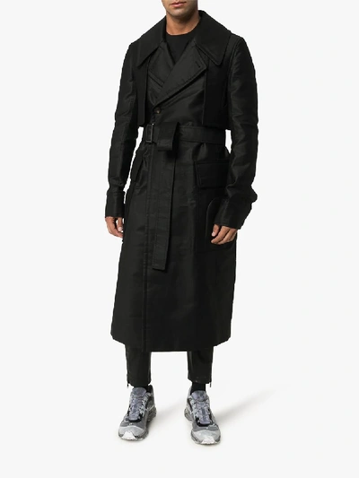 Shop Rick Owens Double-breasted Trench Coat In Black