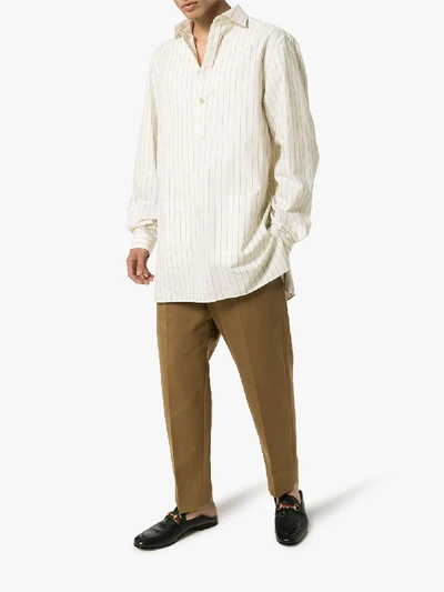 Shop Gucci Oversized Striped Cotton Tunic In White