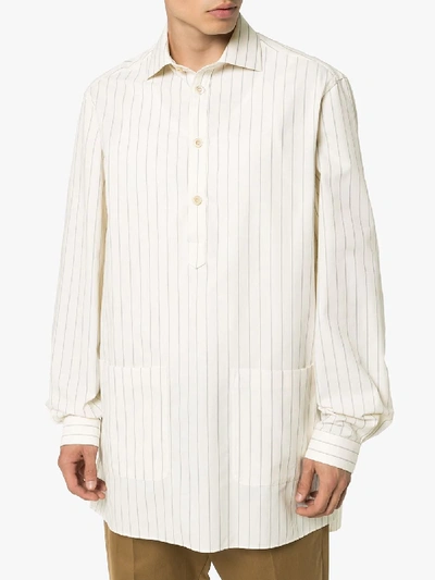 Shop Gucci Oversized Striped Cotton Tunic In White