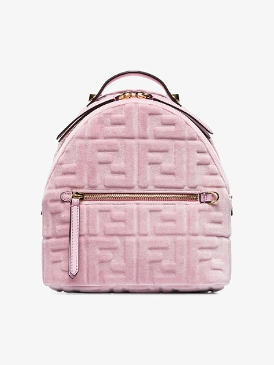 Shop Fendi Velvet Ff Print Mini Backpack In Pink