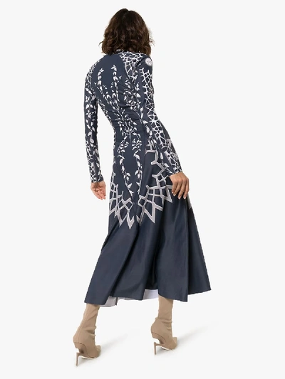 Shop Gmbh Printed Midi Dress In Blue