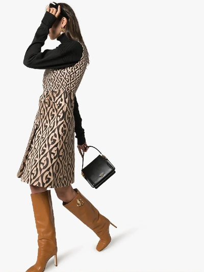 Shop Gucci G Rhombus Logo-print Dress In Brown