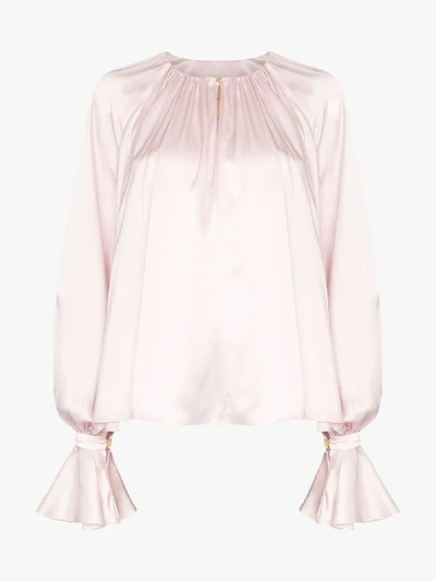 Shop Roksanda Pia Draped Silk Blouse In Pink