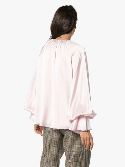 Shop Roksanda Pia Draped Silk Blouse In Pink