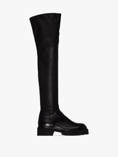 Shop Ann Demeulemeester Black Knee-high Leather Boots