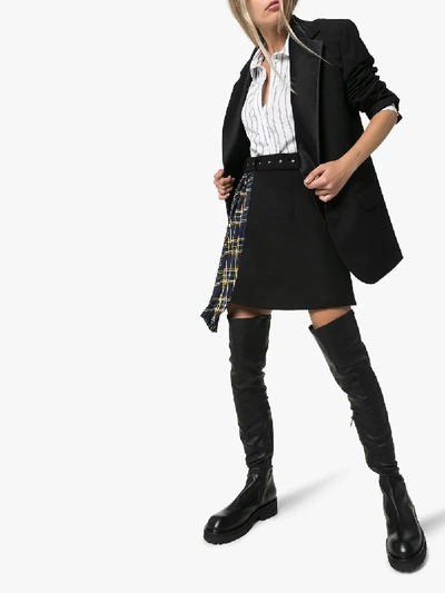 Shop Ann Demeulemeester Black Knee-high Leather Boots