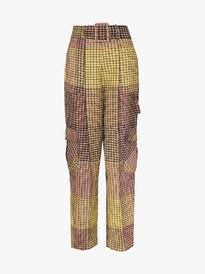 Shop Rosie Assoulin Patchwork Check Cargo Trousers In Multicolour