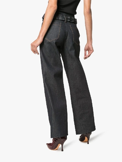 Shop Delada Belted Wide Leg Jeans In Blue