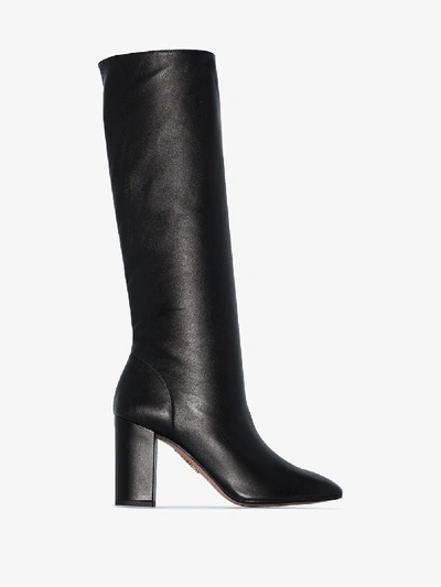 Shop Aquazzura Black Boogie 85 Knee-high Boots