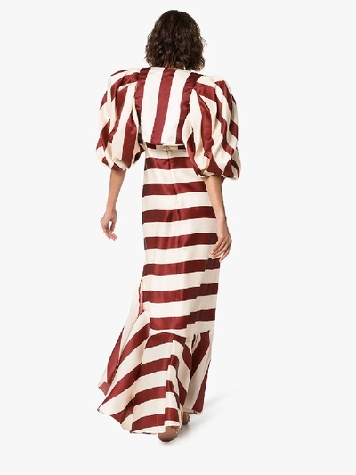 Shop Johanna Ortiz Parada Bolero Striped Dress Set In Red