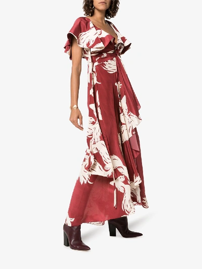 Shop Johanna Ortiz Intesa Sutileza Floral Print Dress In Red