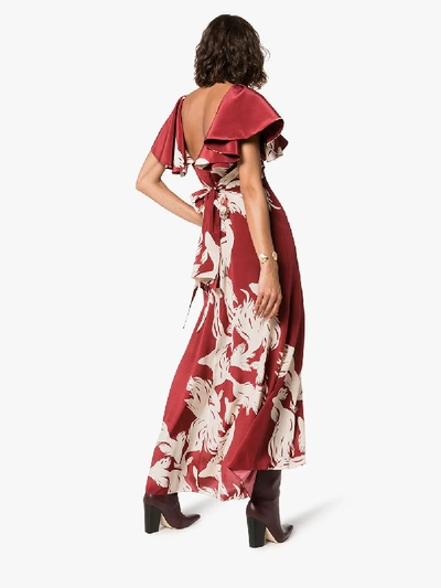 Shop Johanna Ortiz Intesa Sutileza Floral Print Dress In Red
