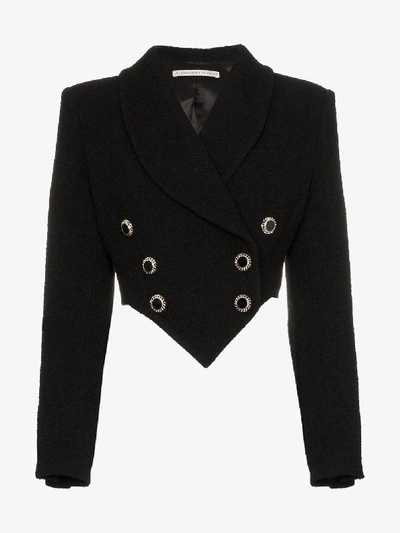 Shop Alessandra Rich Cropped Double-breasted Blazer In Black