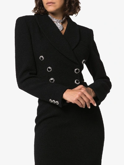 Shop Alessandra Rich Cropped Double-breasted Blazer In Black