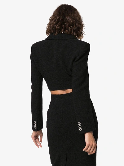Shop Alessandra Rich Cropped Double-breasted Blazer In Black