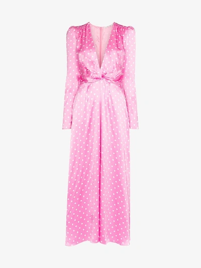 Shop Alessandra Rich Polka Dot Silk Dress In Pink