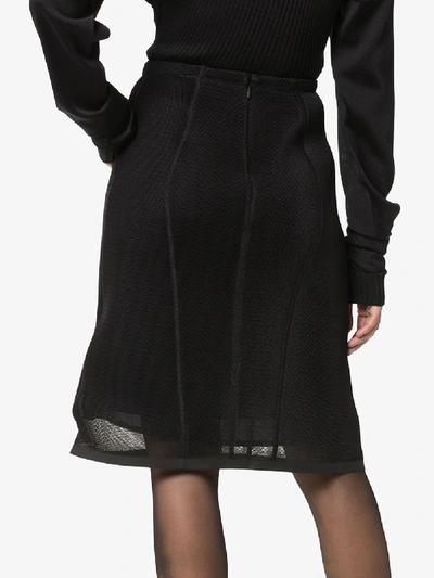 Shop Fendi Mesh Pencil Skirt In Black