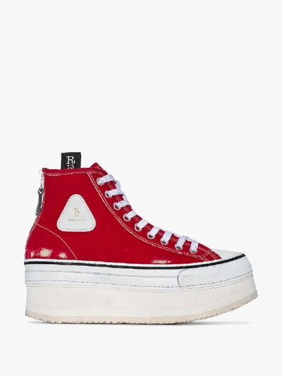 Shop R13 Red Distressed Platform Sneakers