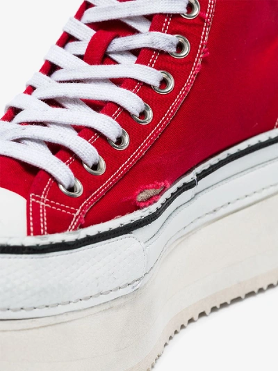 Shop R13 Red Distressed Platform Sneakers