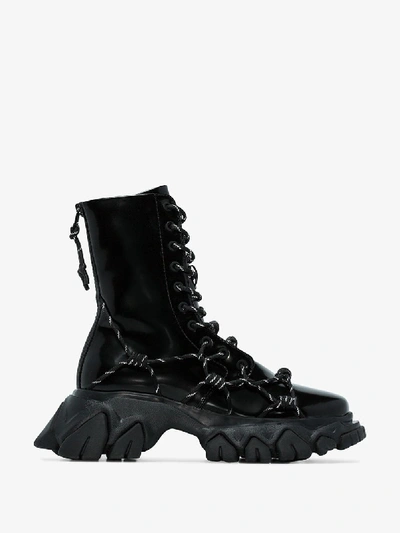 Shop Angel Chen Dragon Teeth Leather Ankle Boots In Black