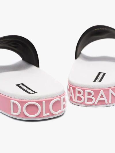 Shop Dolce & Gabbana Black Logo Rubber Slides