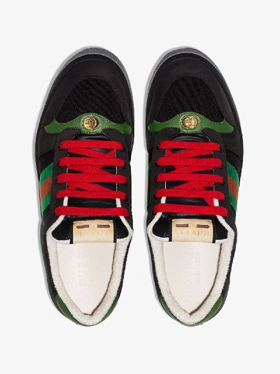 Shop Gucci Black Screener Leather Sneakers