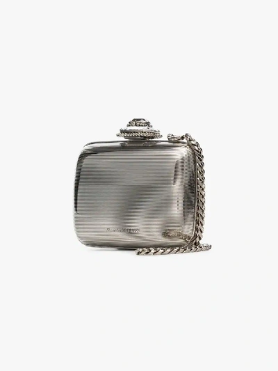 Shop Alexander Mcqueen Silver Mini Clutch Bag In Metallic