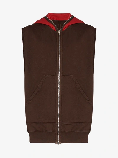 Shop Rick Owens Drkshdw Sleeveless Zip-up Hoodie In Brown