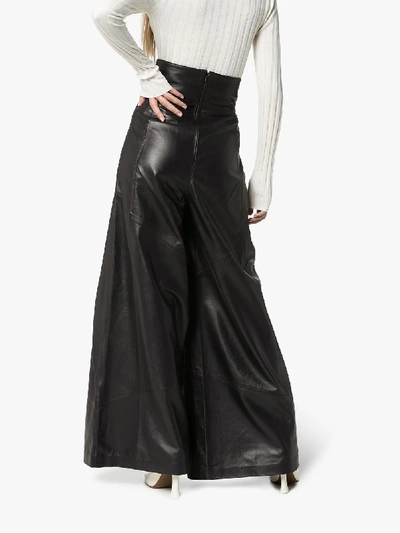 Shop Skiim Johnny Wide Leg Leather Trousers In Black