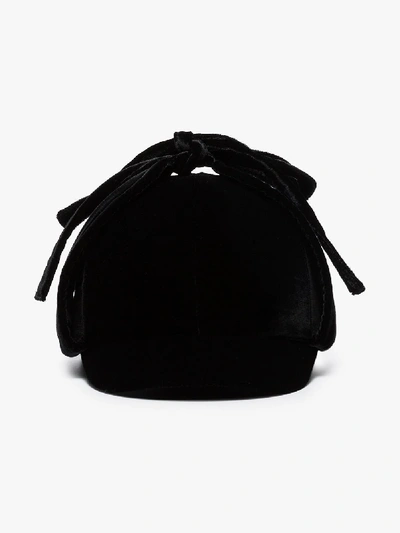 Shop Miu Miu Black Velvet Bow Cap