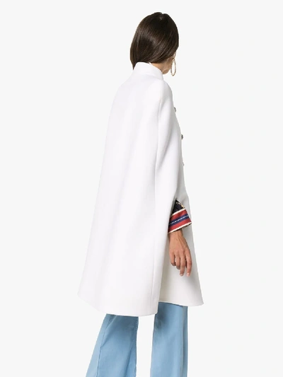 Shop Balmain Double-breasted Cape Coat In White