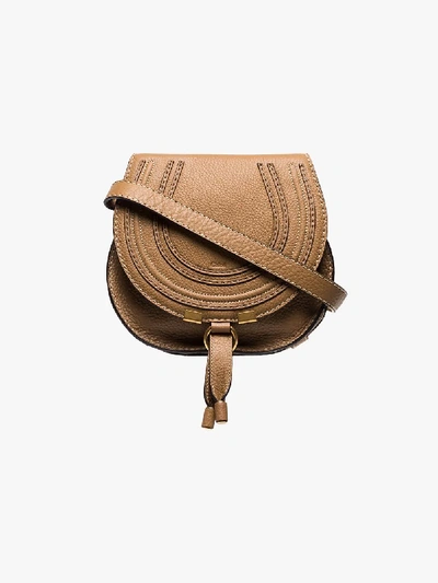 Shop Chloé Brown Marcie Mini Leather Shoulder Bag
