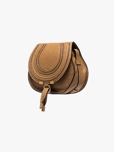 Shop Chloé Brown Marcie Mini Leather Shoulder Bag