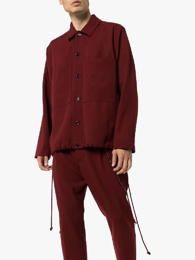 Shop Song For The Mute Drawstring Shirt Jacket In Red