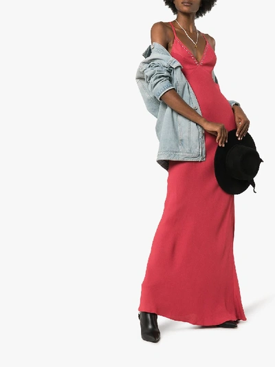 Shop Rockins Bias-cut Cross Back Maxi Dress In Red