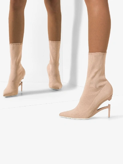Ben Taverniti Unravel Project Unravel Project Beige 100 Broken Heel Knit Boots In Neutrals