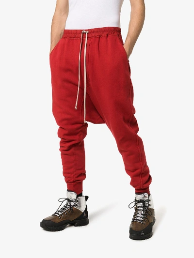Shop Rick Owens Drkshdw Drop-crotch Track Pants In Red
