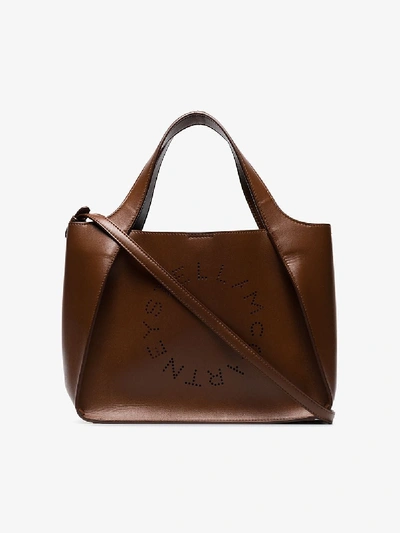 Shop Stella Mccartney Womens Brown Perforated Logo Tote Bag