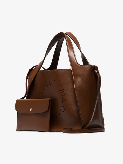 Shop Stella Mccartney Womens Brown Perforated Logo Tote Bag