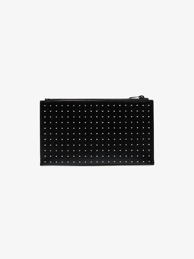 Shop Saint Laurent Black Polka Dot Leather Zip Wallet