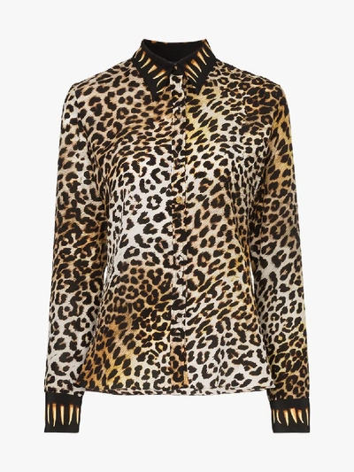 Shop Rockins Leopard Print Silk Shirt In Brown